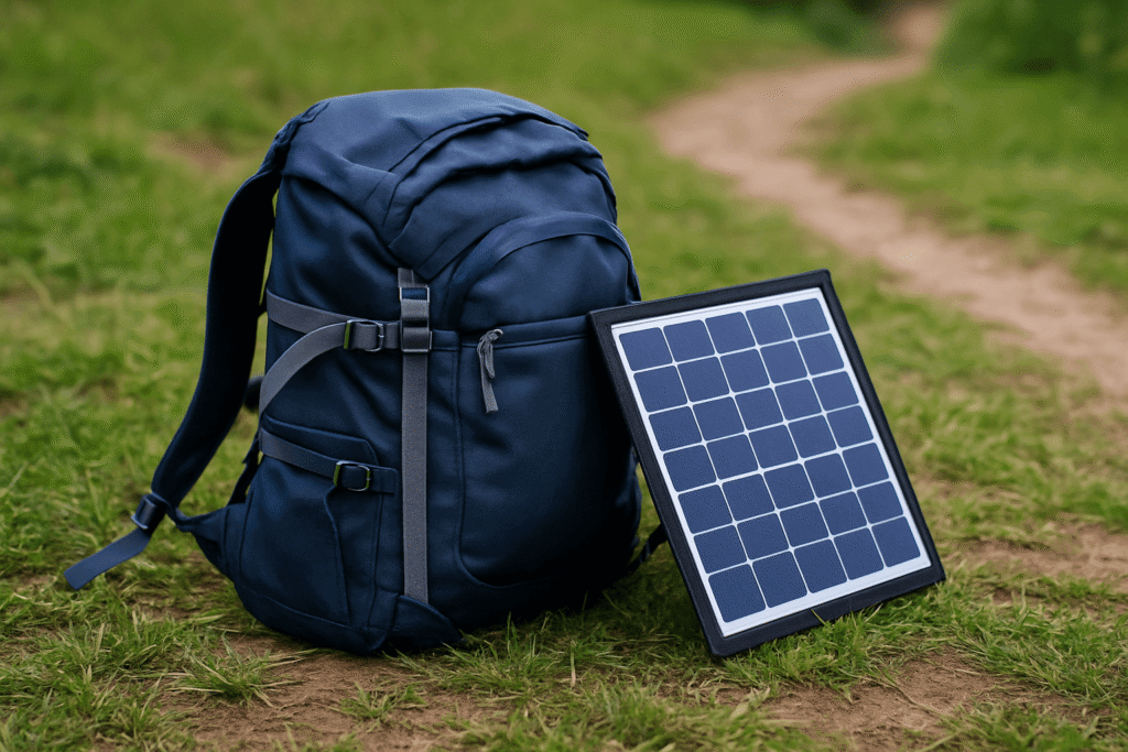 Solar Charger Attached to Backpack

